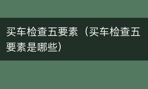 买车检查五要素（买车检查五要素是哪些）