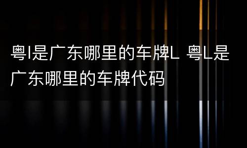 粤l是广东哪里的车牌L 粤L是广东哪里的车牌代码