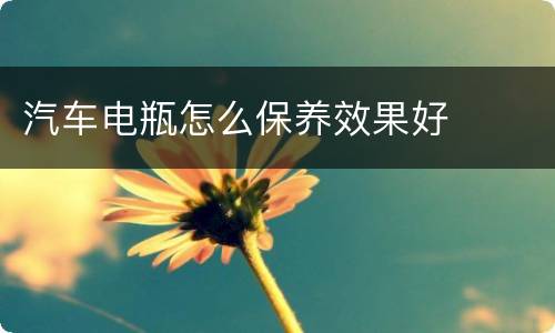 汽车电瓶怎么保养效果好