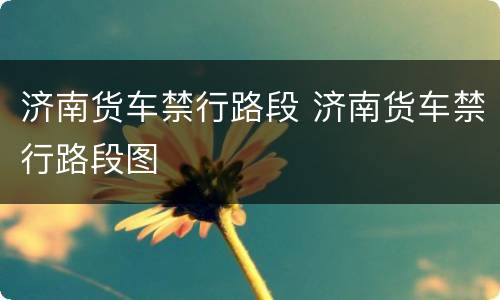 济南货车禁行路段 济南货车禁行路段图
