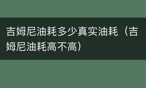 吉姆尼油耗多少真实油耗（吉姆尼油耗高不高）