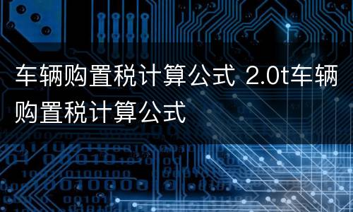 车辆购置税计算公式 2.0t车辆购置税计算公式