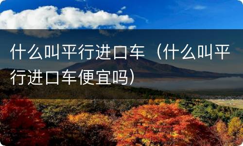 什么叫平行进口车（什么叫平行进口车便宜吗）