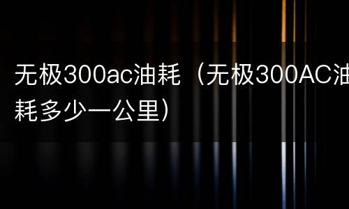 无极300ac油耗（无极300AC油耗多少一公里）