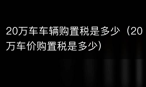 20万车车辆购置税是多少（20万车价购置税是多少）
