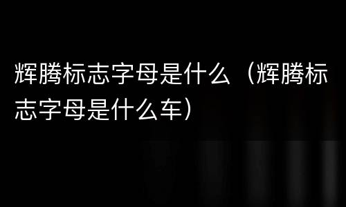 辉腾标志字母是什么（辉腾标志字母是什么车）