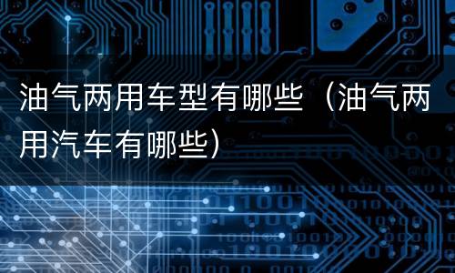 油气两用车型有哪些（油气两用汽车有哪些）