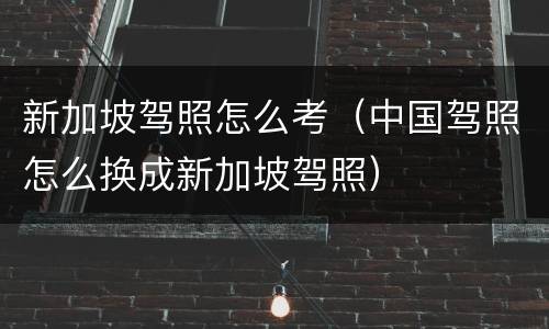 新加坡驾照怎么考（中国驾照怎么换成新加坡驾照）