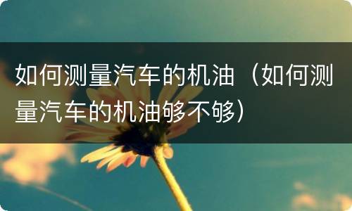 如何测量汽车的机油（如何测量汽车的机油够不够）