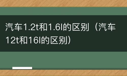汽车1.2t和1.6l的区别（汽车12t和16l的区别）