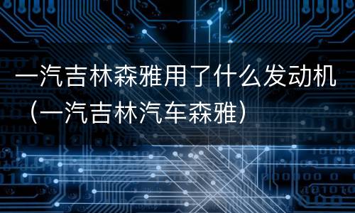 一汽吉林森雅用了什么发动机（一汽吉林汽车森雅）