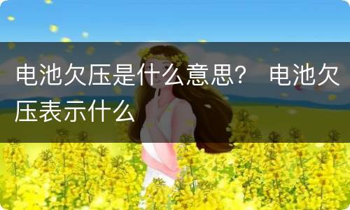 电池欠压是什么意思？ 电池欠压表示什么