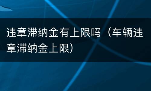 违章滞纳金有上限吗（车辆违章滞纳金上限）