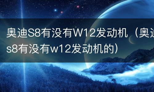 奥迪S8有没有W12发动机（奥迪s8有没有w12发动机的）