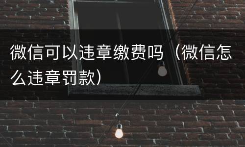 微信可以违章缴费吗（微信怎么违章罚款）