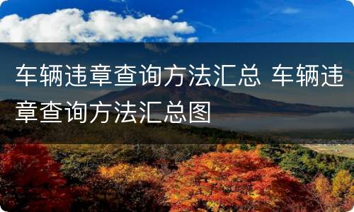 车辆违章查询方法汇总 车辆违章查询方法汇总图