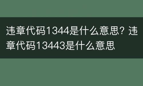 违章代码1344是什么意思? 违章代码13443是什么意思