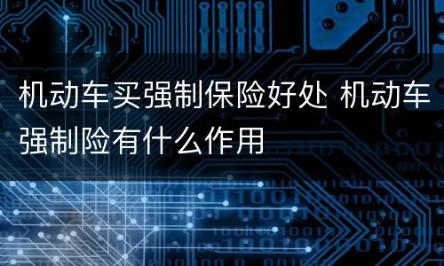 机动车买强制保险好处 机动车强制险有什么作用