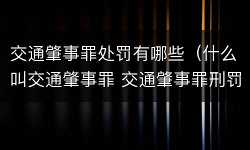 交通肇事罪处罚有哪些（什么叫交通肇事罪 交通肇事罪刑罚是怎样的）