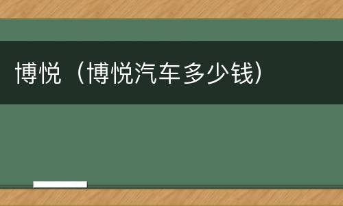 博悦（博悦汽车多少钱）