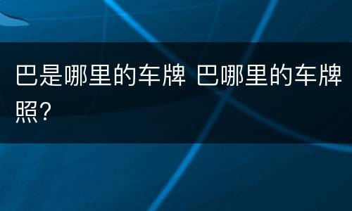 巴是哪里的车牌 巴哪里的车牌照?