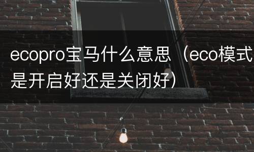 ecopro宝马什么意思（eco模式是开启好还是关闭好）