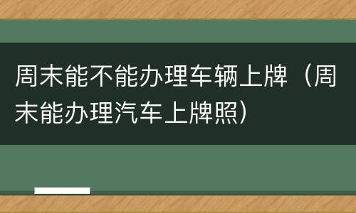 周末能不能办理车辆上牌（周末能办理汽车上牌照）