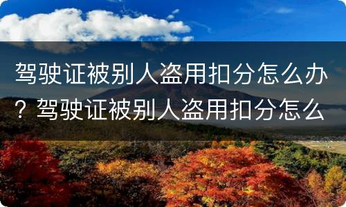 驾驶证被别人盗用扣分怎么办? 驾驶证被别人盗用扣分怎么办理
