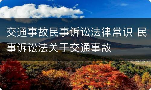 交通事故民事诉讼法律常识 民事诉讼法关于交通事故