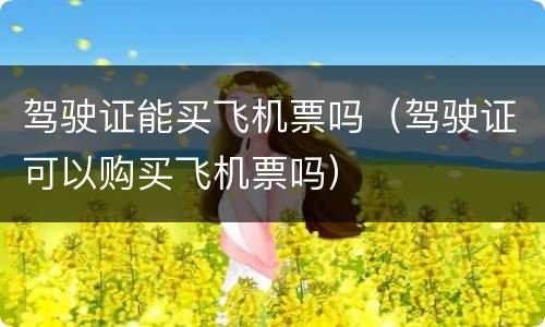 驾驶证能买飞机票吗（驾驶证可以购买飞机票吗）