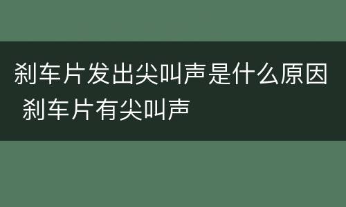 刹车片发出尖叫声是什么原因 刹车片有尖叫声