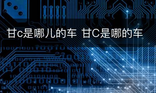 甘c是哪儿的车 甘C是哪的车