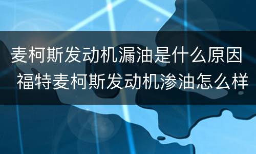 麦柯斯发动机漏油是什么原因 福特麦柯斯发动机渗油怎么样