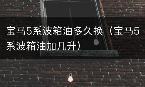 宝马5系波箱油多久换（宝马5系波箱油加几升）