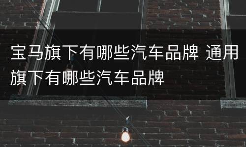 宝马旗下有哪些汽车品牌 通用旗下有哪些汽车品牌