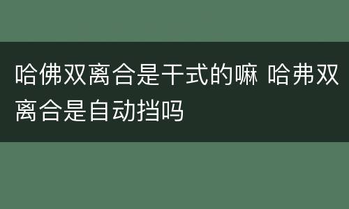 哈佛双离合是干式的嘛 哈弗双离合是自动挡吗