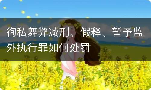 徇私舞弊减刑、假释、暂予监外执行罪如何处罚