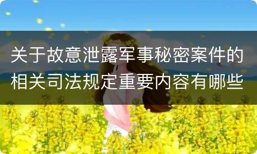 关于故意泄露军事秘密案件的相关司法规定重要内容有哪些