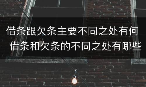 借条跟欠条主要不同之处有何 借条和欠条的不同之处有哪些