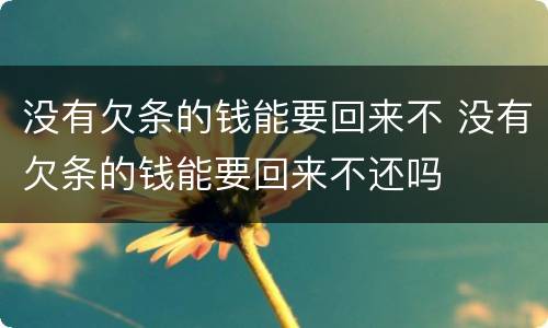 没有欠条的钱能要回来不 没有欠条的钱能要回来不还吗