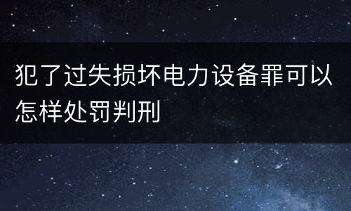 犯了过失损坏电力设备罪可以怎样处罚判刑