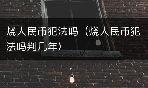 烧人民币犯法吗（烧人民币犯法吗判几年）
