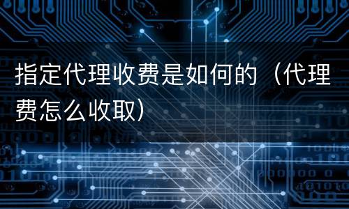 指定代理收费是如何的（代理费怎么收取）