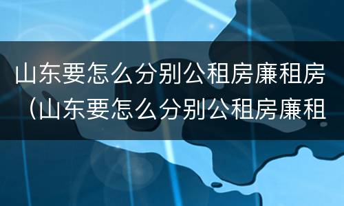 山东要怎么分别公租房廉租房（山东要怎么分别公租房廉租房呢）