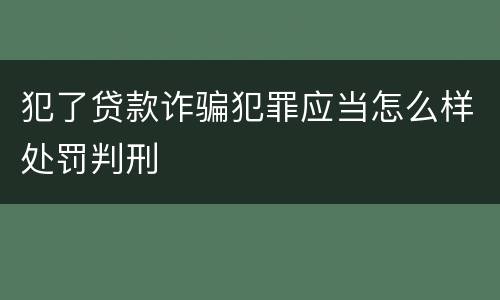 犯了贷款诈骗犯罪应当怎么样处罚判刑