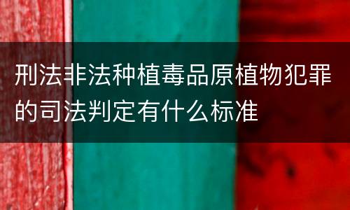 刑法非法种植毒品原植物犯罪的司法判定有什么标准