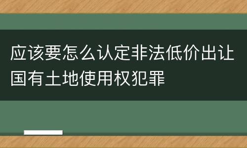 应该要怎么认定非法低价出让国有土地使用权犯罪