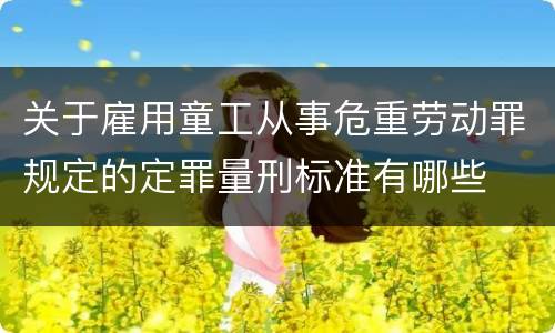 关于雇用童工从事危重劳动罪规定的定罪量刑标准有哪些