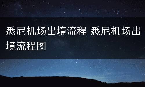悉尼机场出境流程 悉尼机场出境流程图
