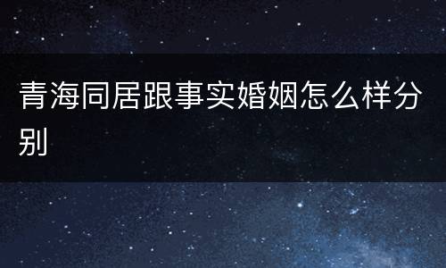 青海同居跟事实婚姻怎么样分别
